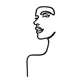 Wallity Woman Profile Escultura de pared de metal Negro